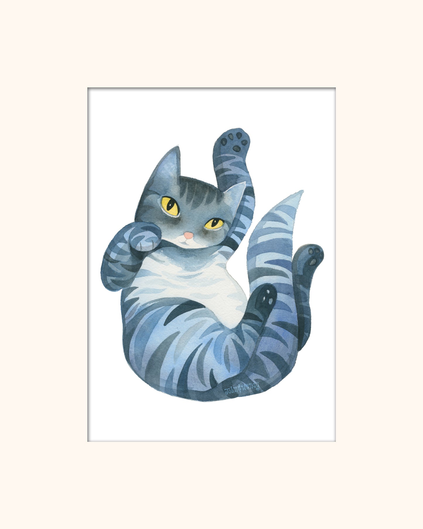 Cleo Watercolor Kitty Print